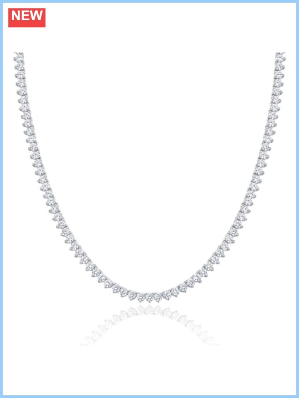 18K White Gold Plated 3mm CZ Tennis Necklace 16" Spring Ring Clasp